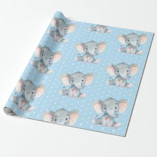 Cute Elephant Baby Boy Blue and Gray