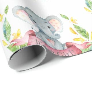Cute Elephant Baby Girl Pink and Gray