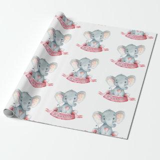 Cute Elephant Baby Girl Pink and Gray