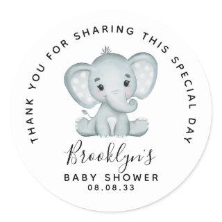 Cute Elephant Baby Shower Thank You   Classic Round Sticker