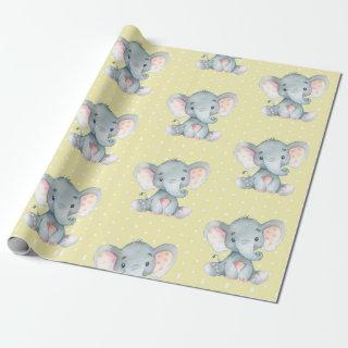 Cute Elephant Baby Yellow and Gray