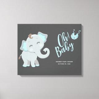 Cute Elephant Boy Baby Shower Canvas Print