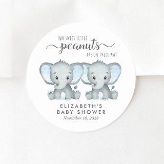Cute Elephant Twin Baby Boys Shower Classic Round Sticker