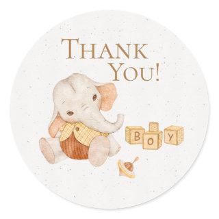 Cute Elephant Watercolor Vintage Toys Thank You Classic Round Sticker