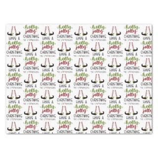 Cute Elf Holly Jolly Christmas Personalized Tissue Paper