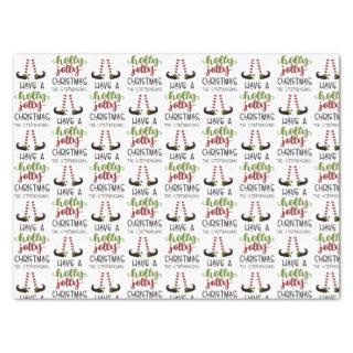 Cute Elf Holly Jolly Christmas Personalized Tissue Paper