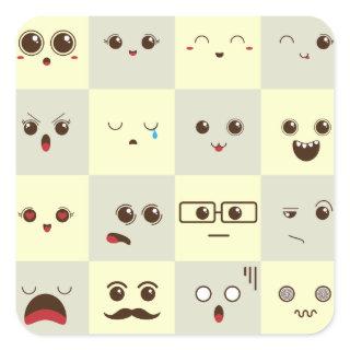 Cute face square sticker