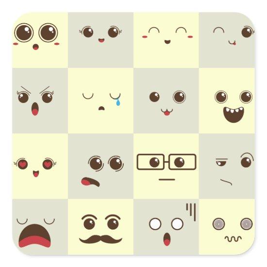 Cute face square sticker