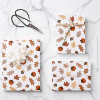Cute Fall Leaves, Nuts & Persimmons Pattern  Sheets