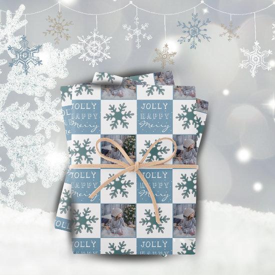 Cute Family Photo Blue Snowflake Christmas  Sheets