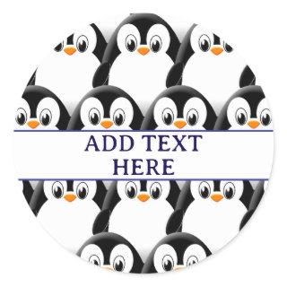 Cute Fat Penguin All Over Print Pattern Custom  Classic Round Sticker