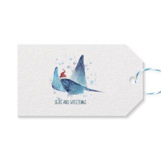 Cute Festive Manta Ray Seas and Greetings Gift Tags