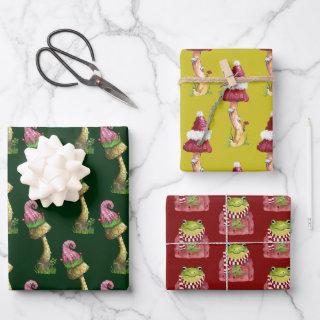 Cute Festive Mushroom and Frog Pattern Christmas  Sheets