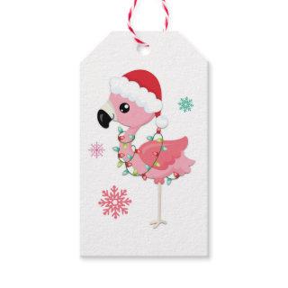 Cute Flamingo Child Name Love Santa Christmas Gift Tags