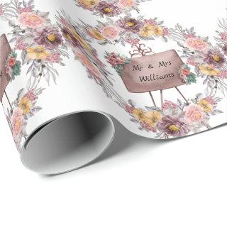 Cute Floral Mr And Mrs Wedding White