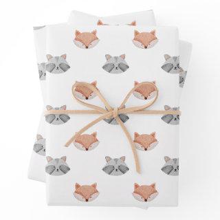 Cute fox and raccoon pattern. Woodland animals   Sheets