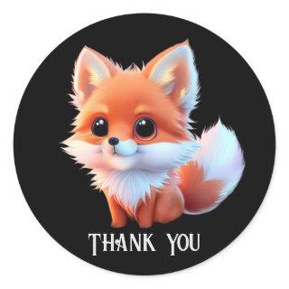 Cute fox drawing woodland animals forest friends  classic round sticker