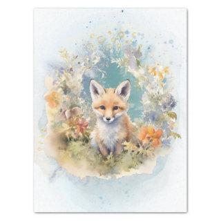 Cute Fox Floral Tissue Paper