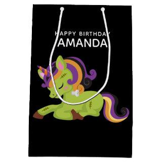 Cute Frankenstein Unicorn Halloween Birthday Medium Gift Bag