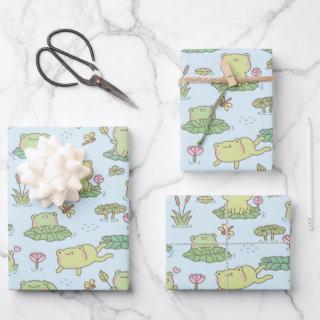 Cute Frogs and Dragonflies Pond Pattern  Sheets