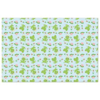 Cute Frogs Pattern on Bright Blue Tissue Paper
