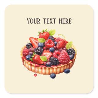Cute fruit tart add message square sticker