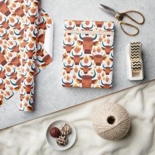 Cute Fun Highland Cow Face Pattern