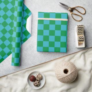 Cute Fun Modern Checkerboard Blue Green Geometric