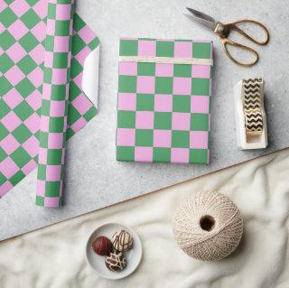 Cute Fun Modern Checkerboard Pink Green Geometric
