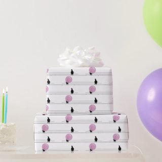 Cute Funny Bubblegum Birds on a Wire Pattern White