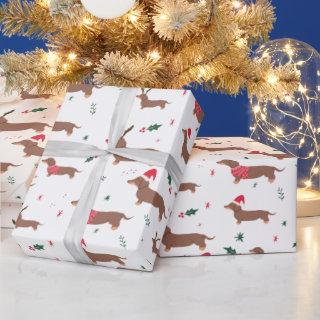Cute funny Dachshund wiener dogs Christmas pattern