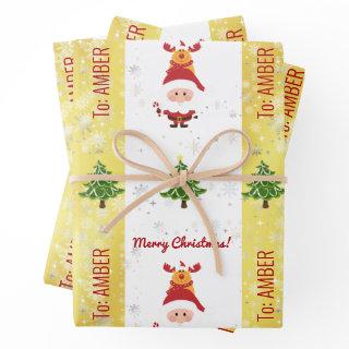 Cute Funny Elegant Rudolph Santa Personalized Xmas  Sheets
