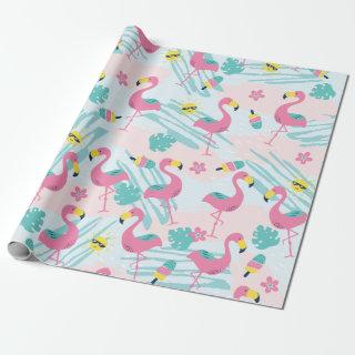 Cute Funny Flamingo Mint Green Tropical Pattern