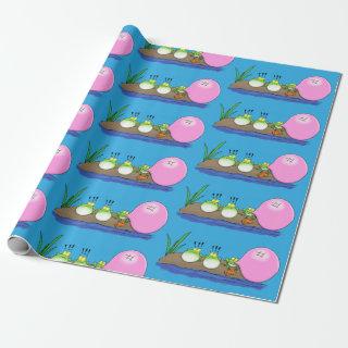 Cute funny frogs bubblegum cartoon illustration