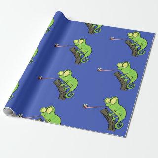 Cute funny green happy chameleon lizard cartoon