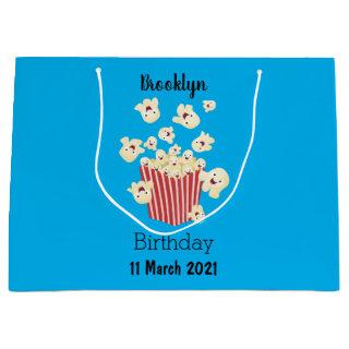 Cute funny jumping popcorn cartoon large gift bag