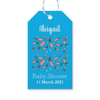 Cute funny pink squid cartoon pattern  gift tags