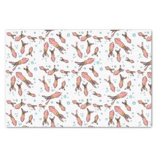 Cute funny pink squid cartoon pattern tissue paper