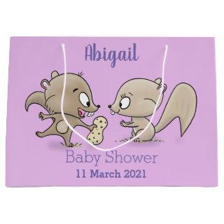 Cute funny squirrels cartoon illustration large gift bag