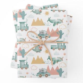 Cute funny transport and animal. Kids baby pattern  Sheets