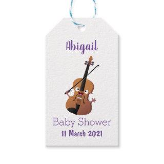 Cute funny violin musical cartoon character gift tags