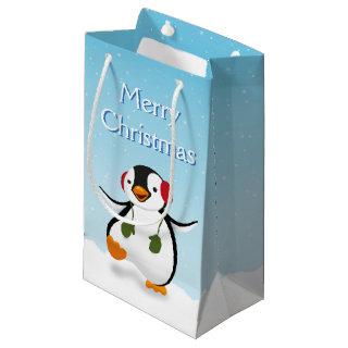 Cute Funny Winter Penguin Small Gift Bag