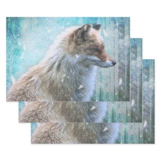 Cute Furry Fox on Blue Grunge Background  Sheets