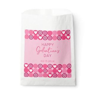 Cute Galentine’s Day Pink Heart and Flower Pattern Favor Bag