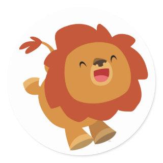 Cute Gamboling Cartoon Lion Sticker