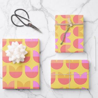 Cute Geometric Flower Pattern in Yellow and Pink  Sheets