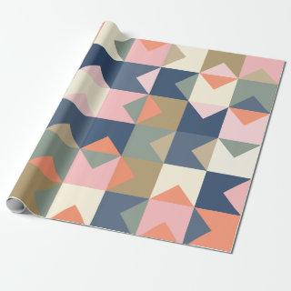 Cute Geometric Pattern in Stylish Navy and Coral