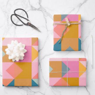 Cute Geometric Pattern in Teal Pink and Yellow  Sheets