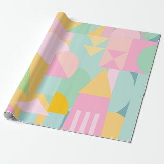 Cute Geometric Shapes Collage in Spring Pastels