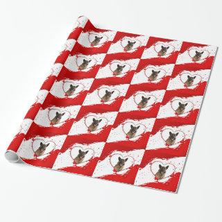 Cute German Shepherd Dog inside Red Heart